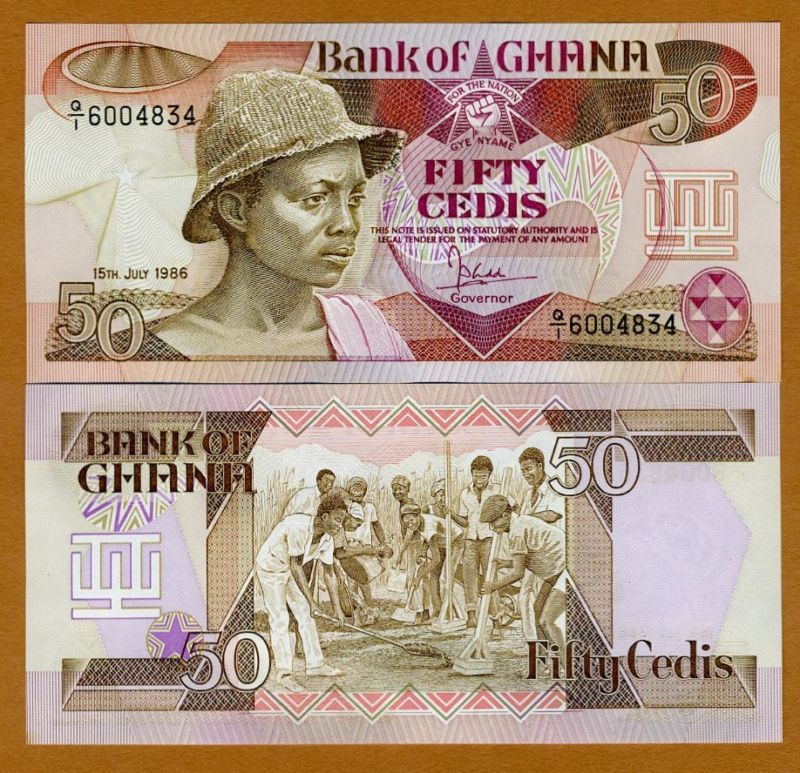 Ghana / Africa, 50 Cedis, 1986, P 25, aUNC  