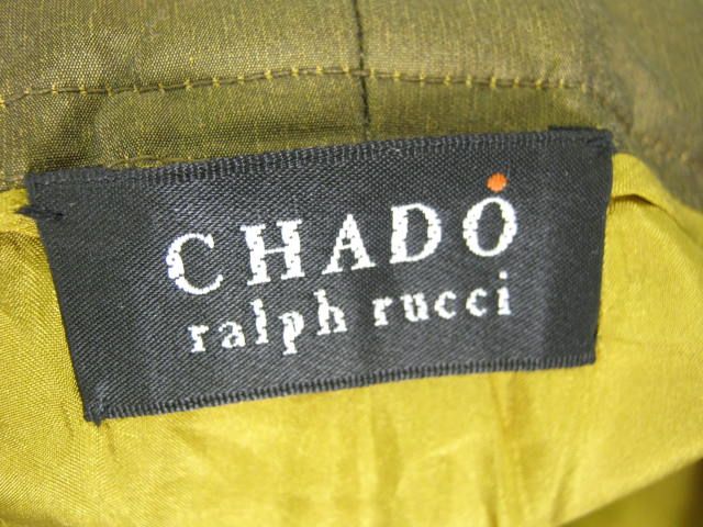 CHADO RALPH RUCCI Chartreuse Silk Tapered Pants Slacks  