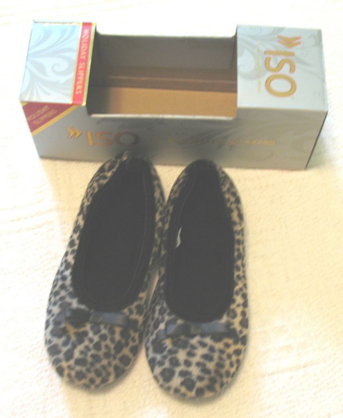 Womens Isotoner Soled Leopard, Ballerina Slippers S&M  