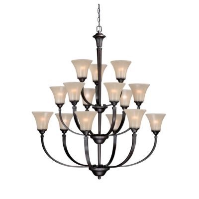 NEW 15 Light Chandelier Lighting Fixture, Noble Bronze, White Smoky 