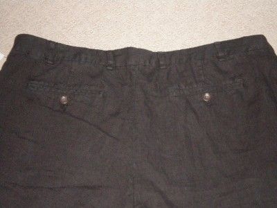 NWT Mens Nautica Rigger 38 Shorts~ Black Linen~Double Pleat  