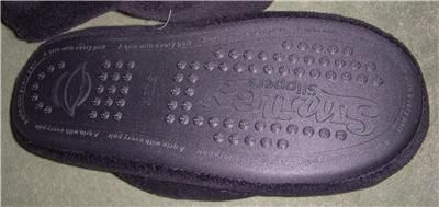 FUZZY SMILEY CHICK Slip ON Slippers Ladies Sz NEW Black  