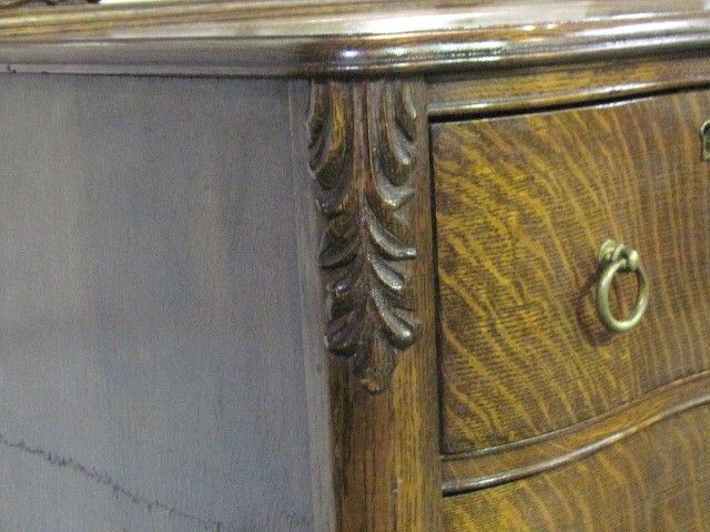 Antique 1/4 Sawed Oak Chiffonier Dresser Bevel Mirror  