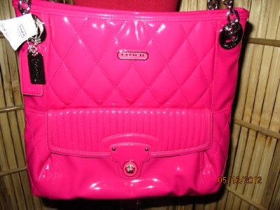 Coach Poppy Liquid Gloss Pink Magenta Large Patent Slim Tote NWT NR 