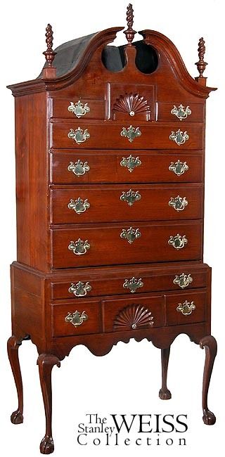 SWC Bonnet Top Chippendale Highboy, Salem, c.1780  