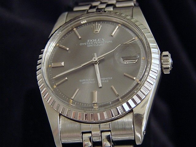 MENS SS STAINLESS STEEL ROLEX DATEJUST DATE WATCH SLATE  