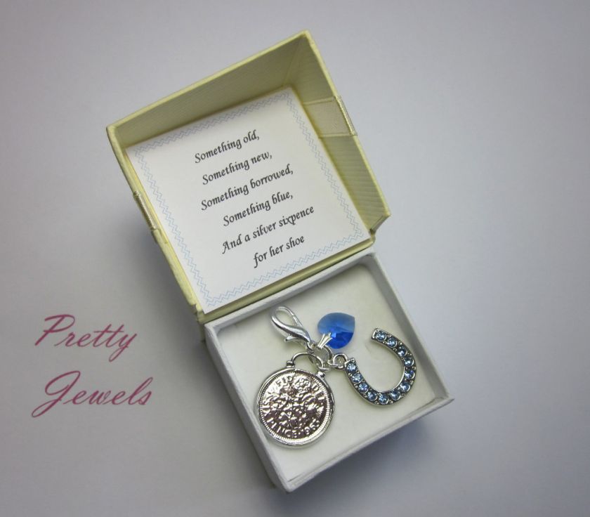 Wedding Lucky Horseshoe Keepsake silver sixpence bride  