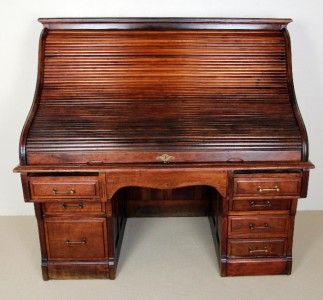 Antique American S Curve Rolltop Desk  