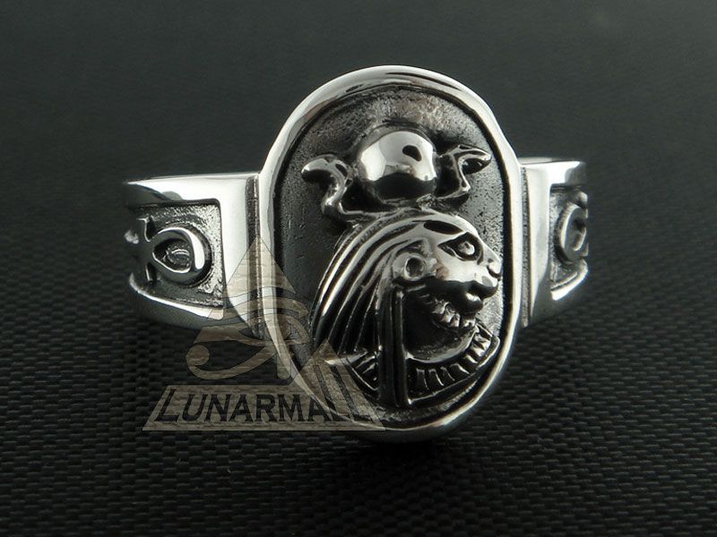 Egyptian Silver lion Goddess Sekhmet Ring 8  