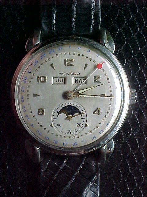 Vintage MOVADO SS Celestograf Triple Date MOONPHASE  