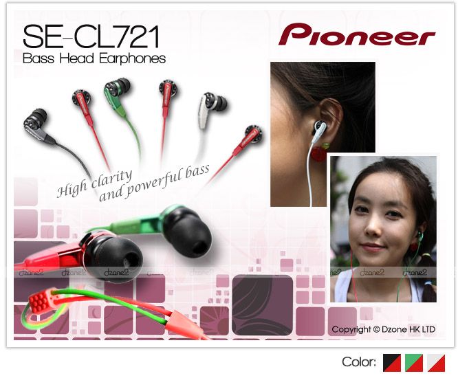 Pioneer SE CL721 Bass Head Earphones CL 721 Earbuds GENUINE FREE 