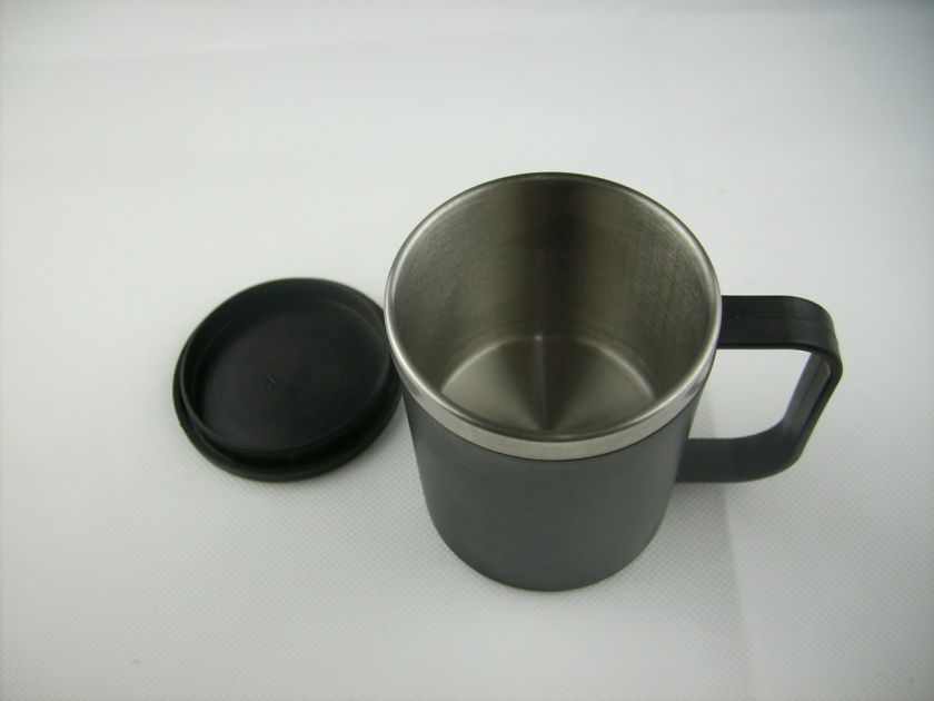 Set of 4 home office stainless steel inside coffee tea cups mugs 