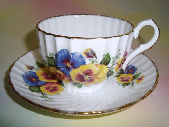 Colourful Pansy Jason English Bone China Cup & Saucer  