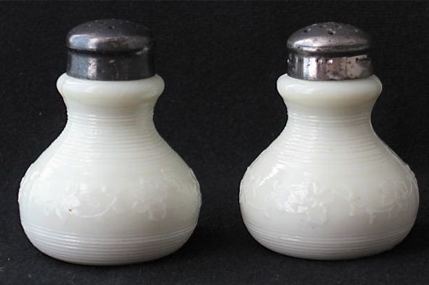 Northwood custard JACKSON salt shakers, pair EAPG  