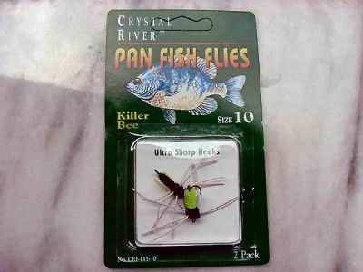 CRYSTAL RIVER PAN FISH FLIES KILLER BEE SIZE 10   Qty 2  