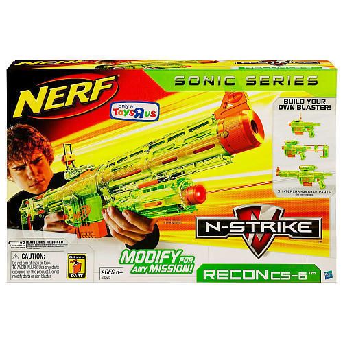 NERF N STRIKE RECON CS 6 BLASTER CLEAR GREEN SONIC  