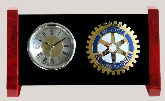 LUCITE EMBLEM DESK CLOCK   ROTARY INTERNATIONAL  