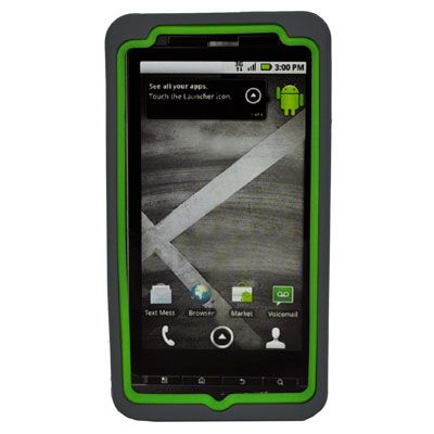 Decoro Hybrid Green/blk Snap On silicone Cover Case for Motorola Droid 