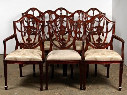 Set 8 Adams Mahogany Shield Back Dining Chairs  