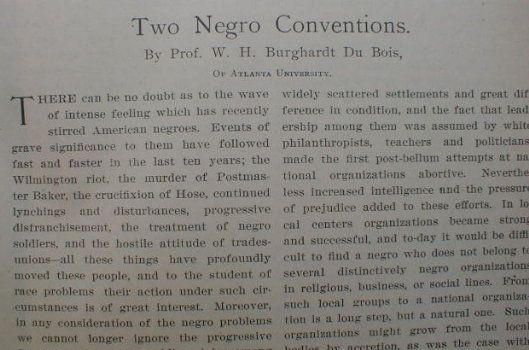 WEB Du Bois Black Organizations 1899 Delegal Race Riots  