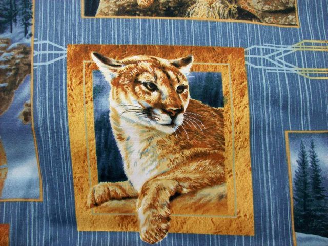 Look Into My Eyes Cougar Mountain Lion Fabric  