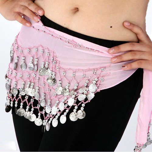 Good Match 3 rows 128 Silver Coins Belly Dance Hip Scarf Costume Belt 