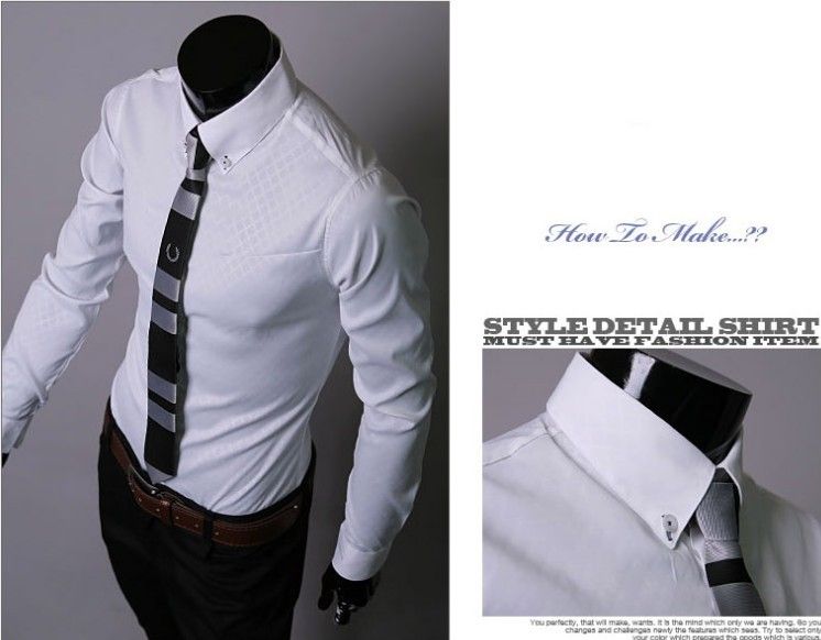 2012 Fashion Mens Casual Slim Shirt Size M/L/XL/XXL/XXXL  