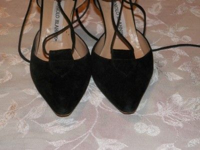 MANOLO BLAHNIK S E X Y BLACK SUEDE SANDALS ~ SIZE 7 ~ELEGANT & MEGA 