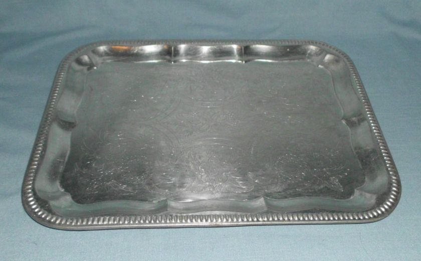   Engraved Chrome Serving Tray Made In West Germany Rectangular  