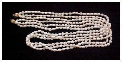 Vtg. Japanese 3 Strands Fine Pearls W/14k. Gold Clasp  