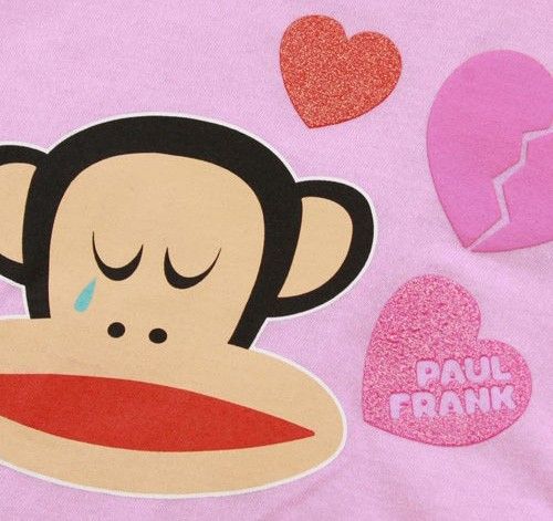 Paul Frank LOVESICK JULIUS Pink & White T Shirt ~ sz L  