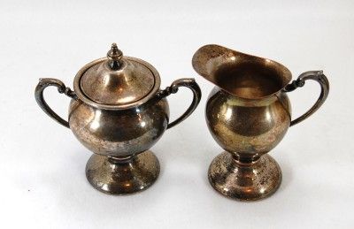 Lehman Bros Silver Plate Creamer & Covered Sugar Set  