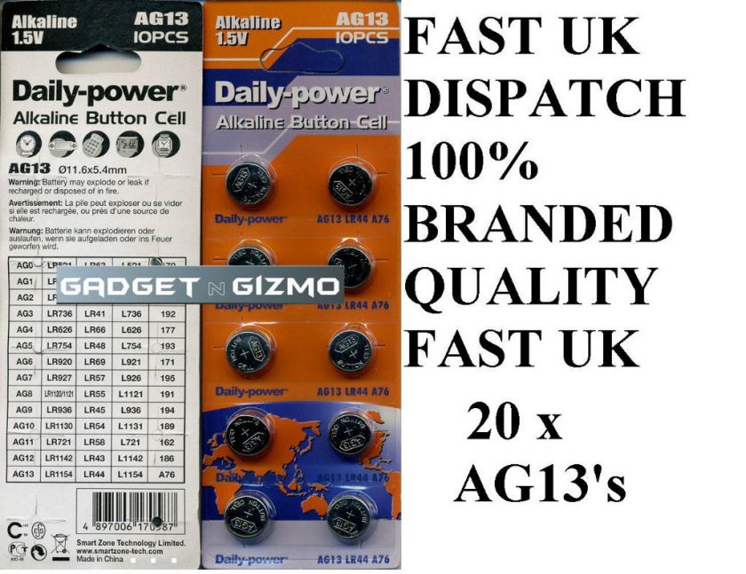 20 AG13 LR44 button cell laser pen batteries battery UK  