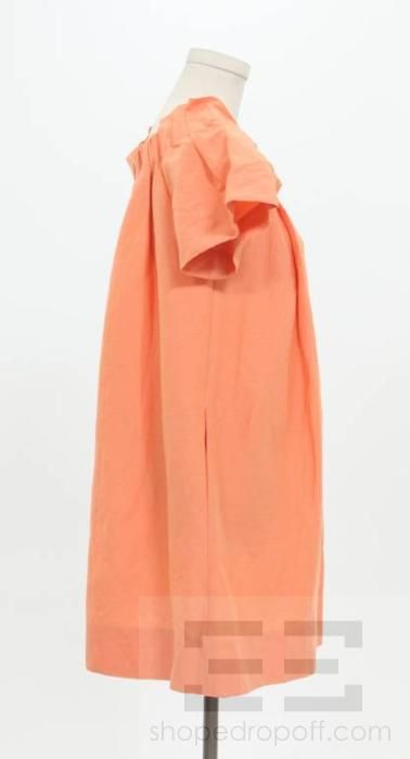 Phillip Lim Coral Linen Pleated Cap Sleeve Dress Size 4  