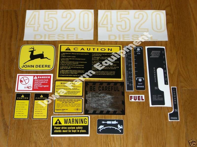 John Deere 4520 Decals Set Gas & Diesel Power Shift  