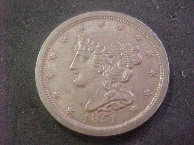 1851 BRAIDED HAIR HALF CENT UNCIRCULATED UNC MS R&B  