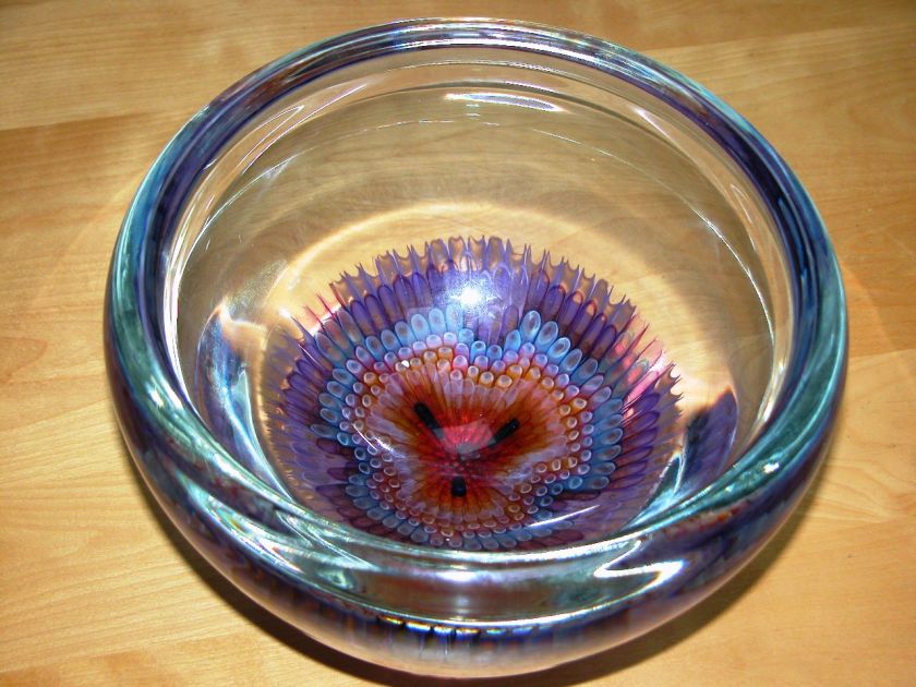 GARY BEECHAM 1990 FOOTED GLASS BOWL ARTIST SIGNED  
