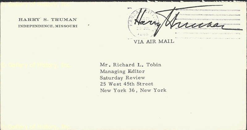 HARRY S TRUMAN   TYPED LETTER SIGNED 07/25/1962  