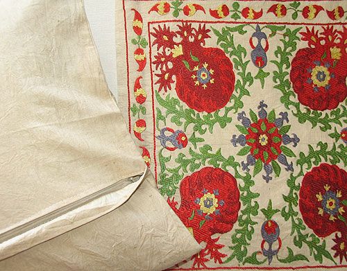 UZBEK SILK HAND EMBROIDERY SUZANI PILLOW CASES #5727  