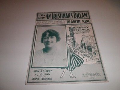 Twas Only An Irishmans Dream 1916 Sheet Music  