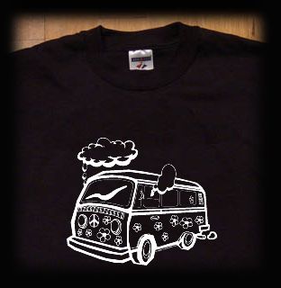 Hippie van t shirt marijuana weed pot Black smoke scooby doo  