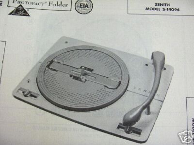 ZENITH S 14094 RECORD CHANGER TURNTABLE PHOTOFACT  