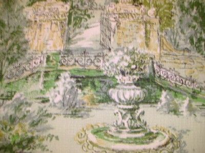 Vintage BARKCLOTH Italian Villa Scenes Fabric BTY  