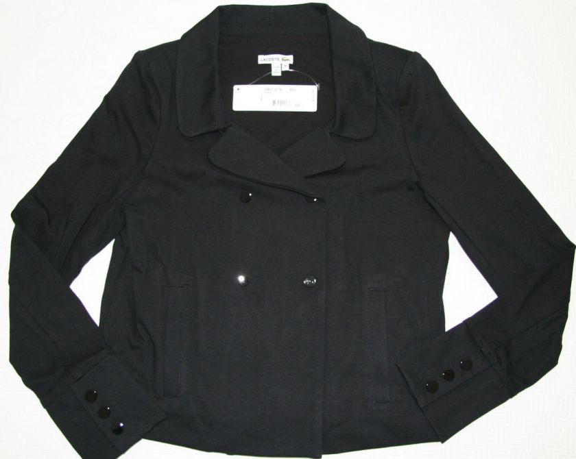 NWT $215 Lacoste Womens 6 38 Black Double Breasted Blazer Jacket 