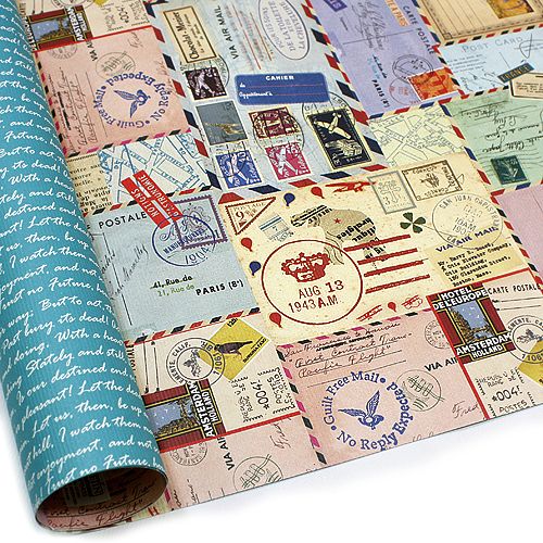 Post Stamp Double sided Gift Wrapping Paper 5 Sheets  