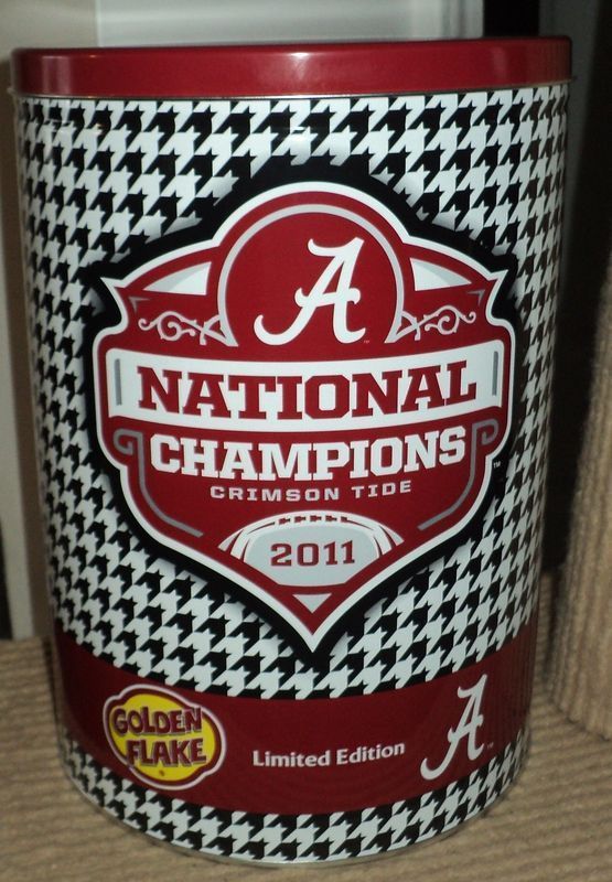 alabama crimson tide CHAMPIONSHIP GOLDEN FLAKE HOUNDSTOOTH TIN can 