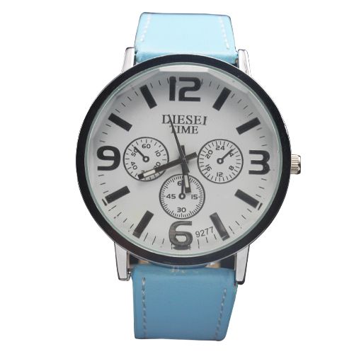 Colorful Styles Quartz Big Dial Boys Casual Sport Leatheroid Wrist 