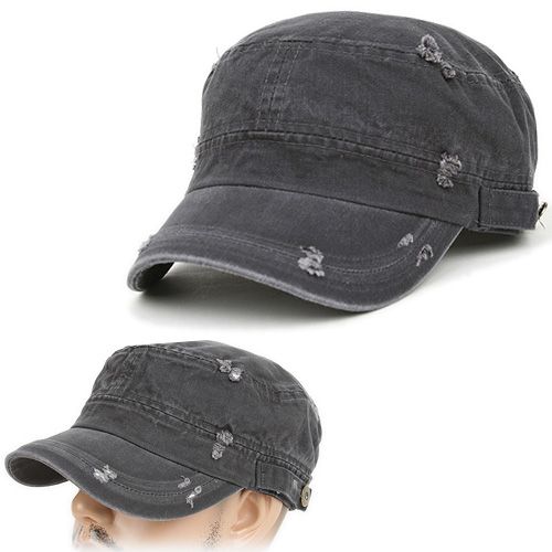 Cadet Box CAP HAT Military Army Vintage Look BUT GRAY D  