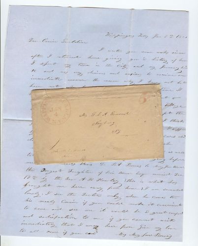 WAPPINGERS FALLS NY 1851 letter lovely little village  