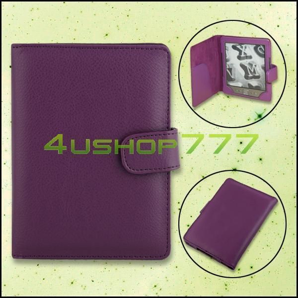   Purple Leather Cover Case For  Kindle 4 4G 4th Generation  